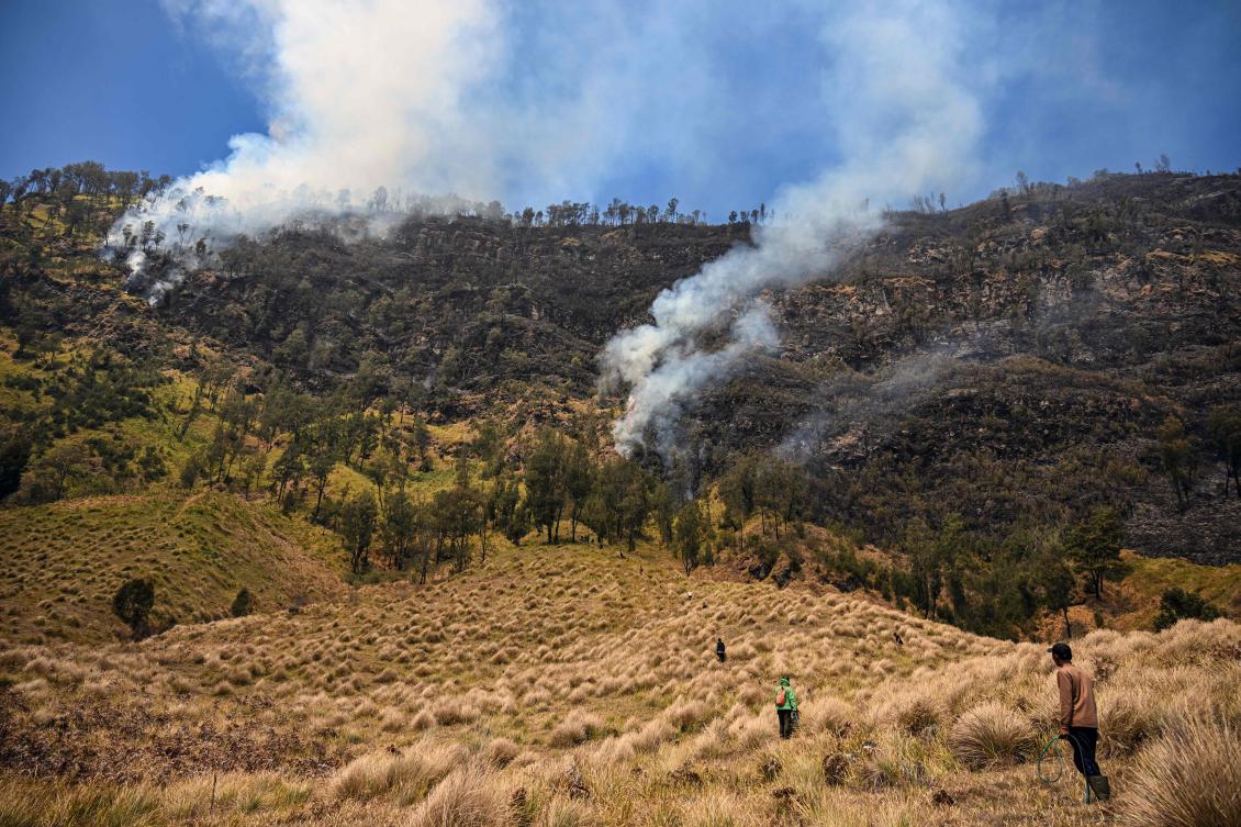 The largest blaze reported this week has burned about 435 acres in Mount Bromo within East Java’s Bromo Tengger Semeru National Park. (AFP)
