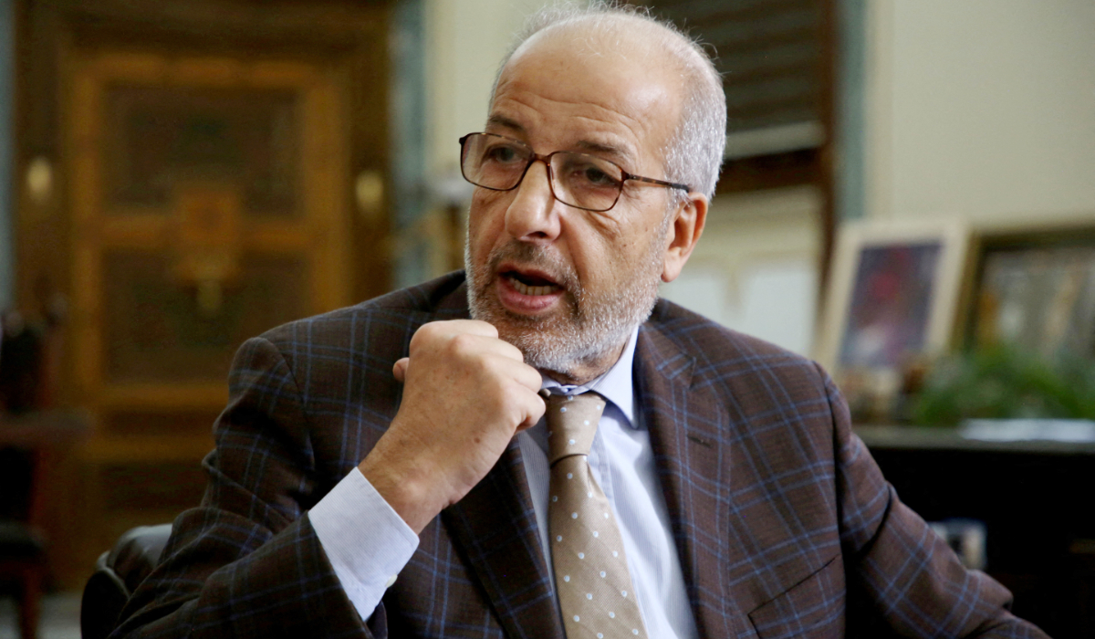 Governor of Central Bank of Libya, Siddiq al-Kabir gestures during an interview with Reuters in Tripoli, Libya September 1, 2021. Picture taken September 1, 2021. (REUTERS)