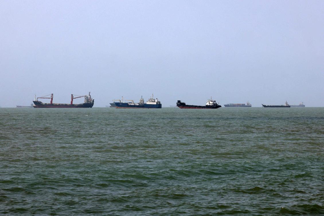 Above, maritime traffic at the Strait of Hormuz off Bandar Abbas in southern Iran on Aug. 10, 2026. (AFP)
