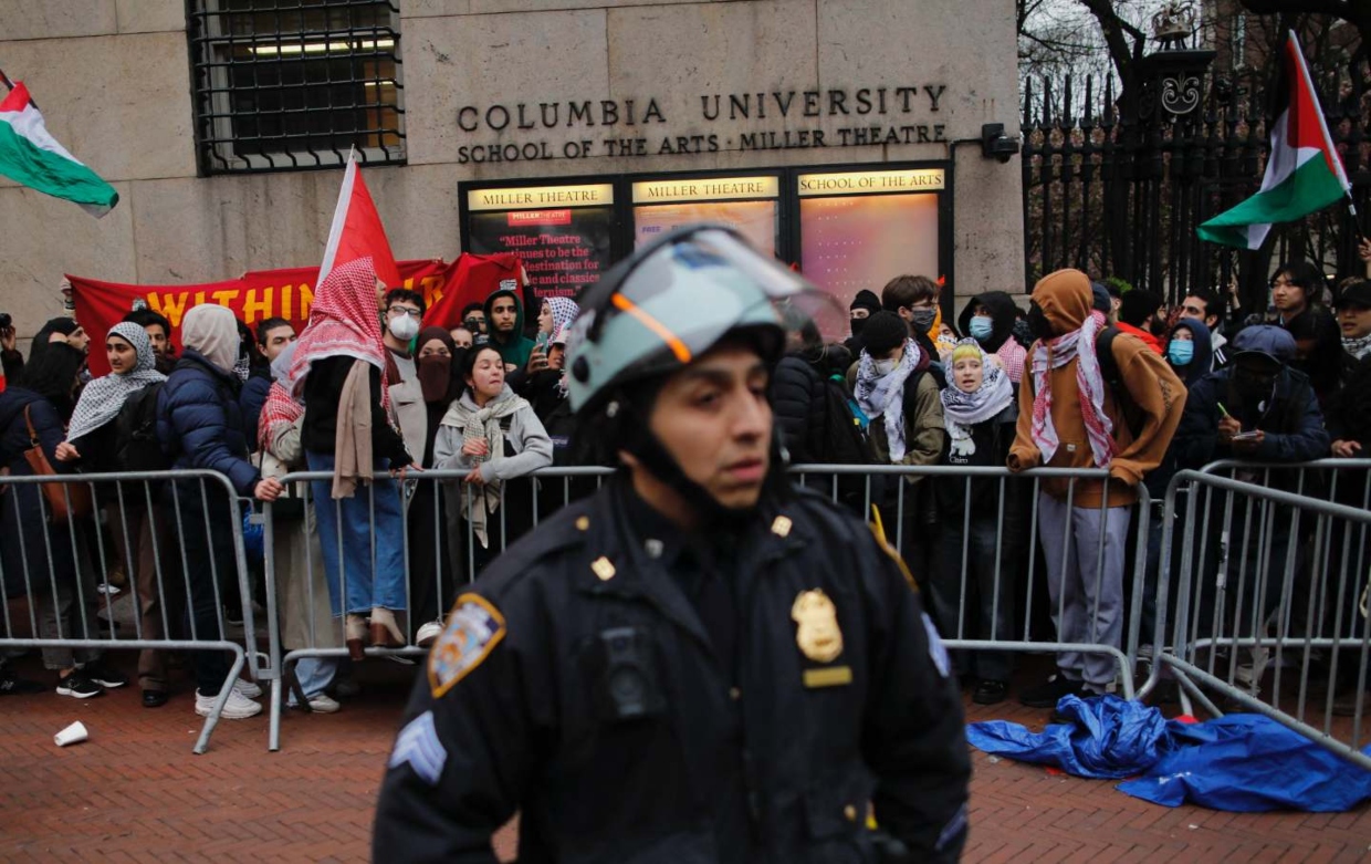 Protests took place at Columbia and around the US after the start of Israel’s assault on Gaza in October 2023. (GETTY IMAGES)