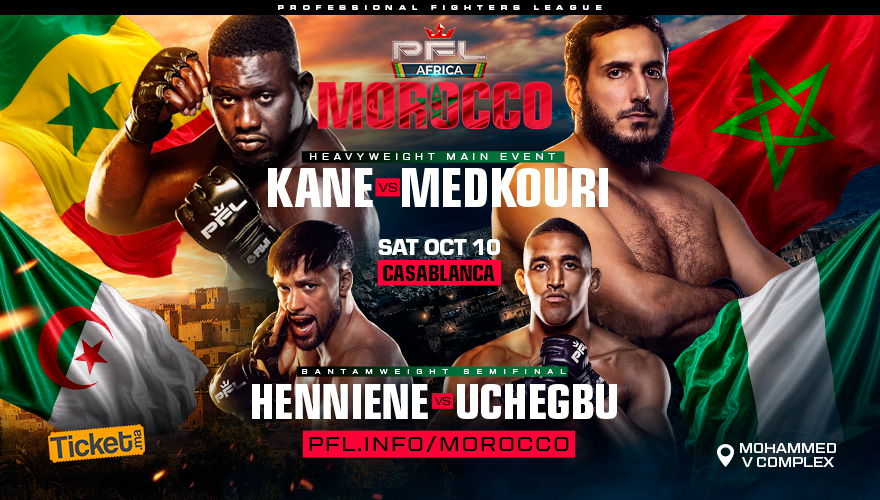 Abdoulaye Kane meets Badr Medkouri in the heavyweight main event at PFL Africa in Morocco