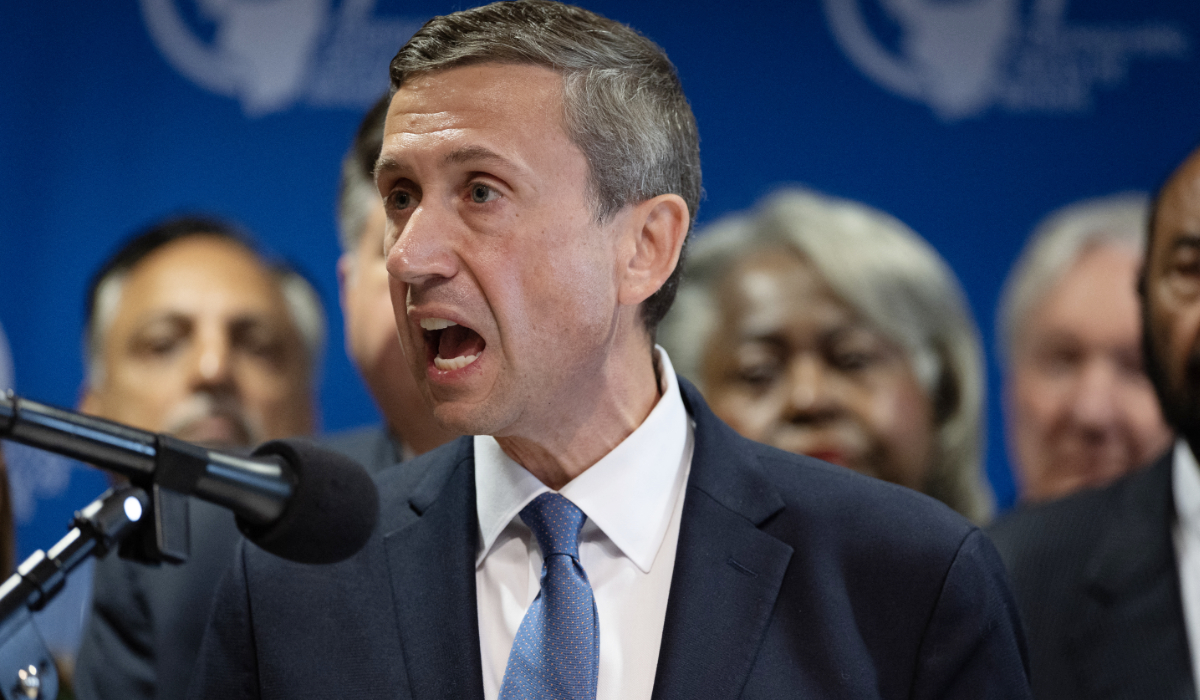 Ken Martin, chairman of the Democratic National Committee, speaks during a press conference with Texas Democrats at the International Union of Painters and Allied Trades union hall on August 05, 2025 in Aurora, Illinois. (AFP)