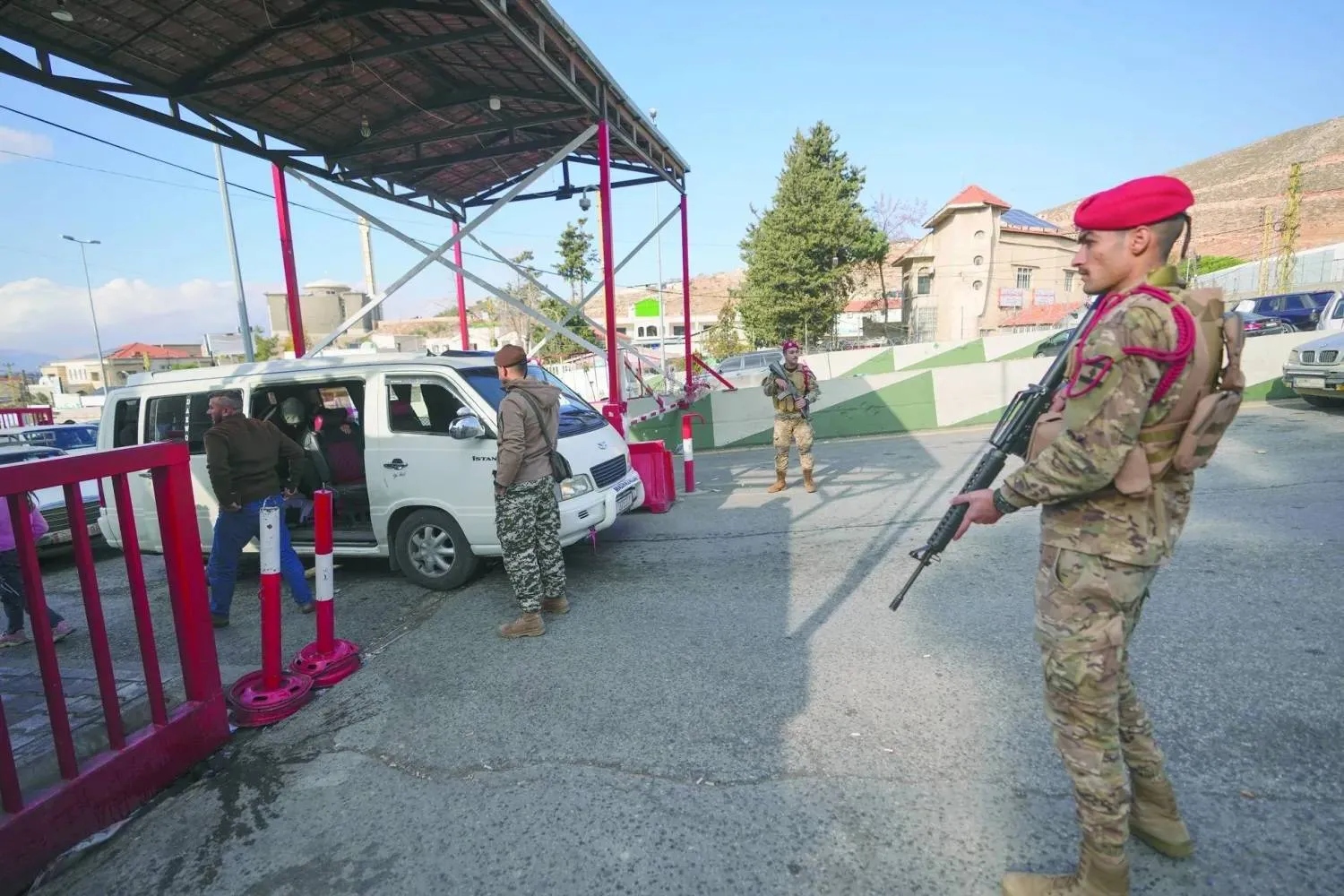 Lebanese soldiers are seen at the Masnaa border crossing with Syria in wake of the collapse of the Syrian regime. (AP file)