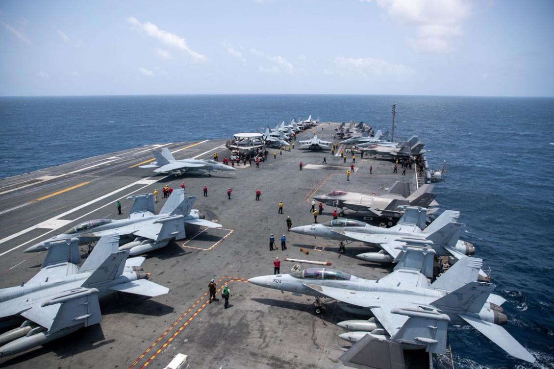 A new US aircraft carrier strike group has arrived in the Middle East, the US military announced Thursday. (CENTCOM)