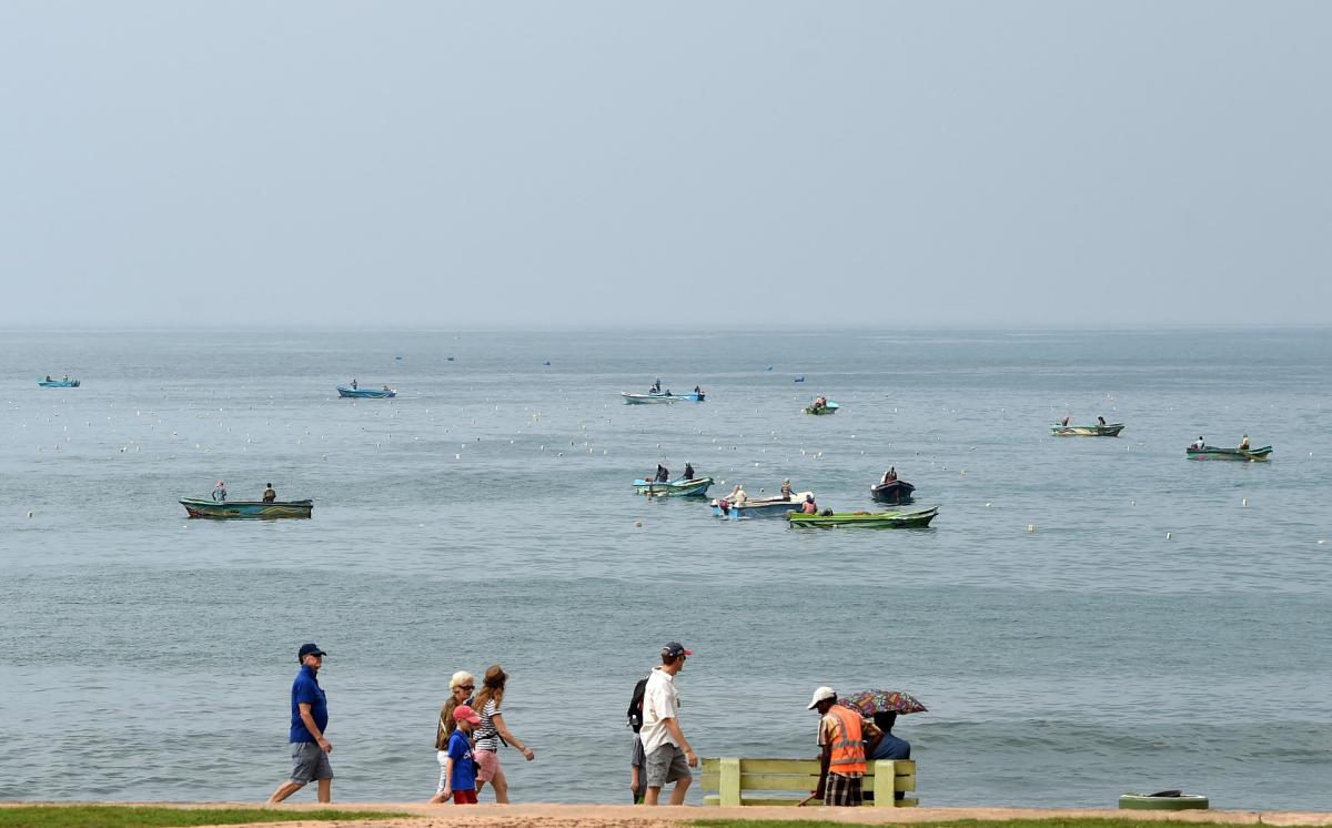 Maritime authorities were monitoring a fleet of 11 US-sanctioned Iranian oil tankers just off the Sri Lanka’s southern coast, close to the Galle harbor, above. (AFP file photo)