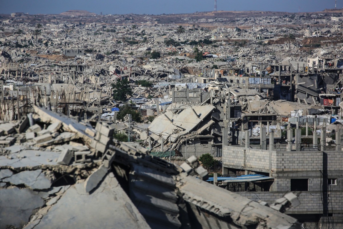 A general view shows destruction in Khan Yunis in the southern Gaza Strip. (AFP)