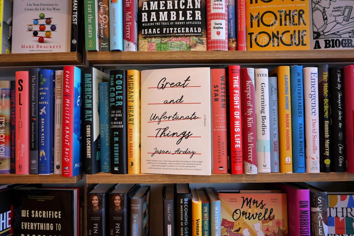 A copy of University of Cambridge professor Jason Arday's memoir, "Great and Unfortunate Things," is displayed at a bookstore on August 25, 2026 in Washington, DC. (AFP)
