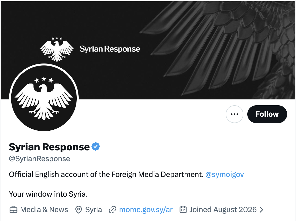 The account, called Syrian Response, went live on Aug. 24. (X: @SyrianResponse)