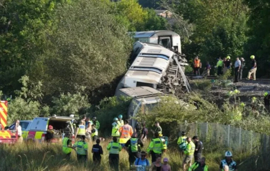 Two seriously injured as train derails in southeast England