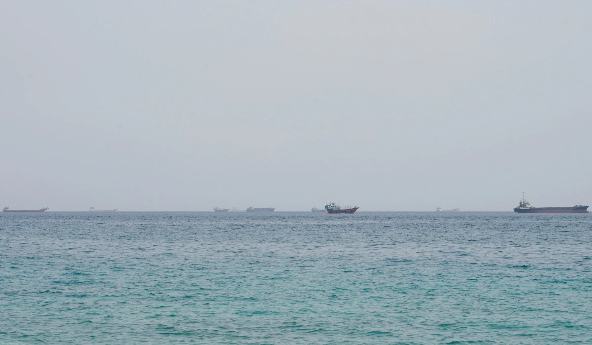 Vessels near the Strait of Hormuz, as seen from Musandam, Oman, August 10, 2026. (REUTERS)