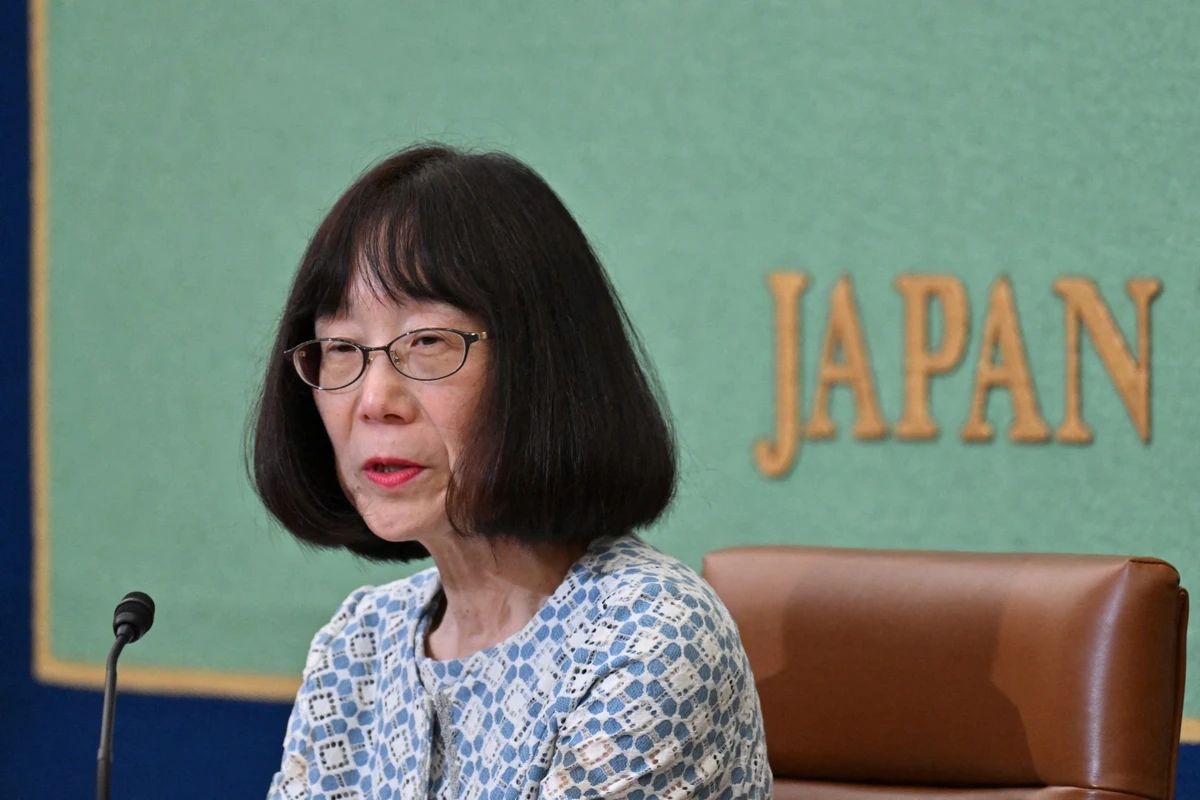 Japanese Judge Tomoko Akane, President of the International Criminal Court (ICC), delivers a speech during a press conference at the Japan National Press Club in Tokyo. (File/AFP)