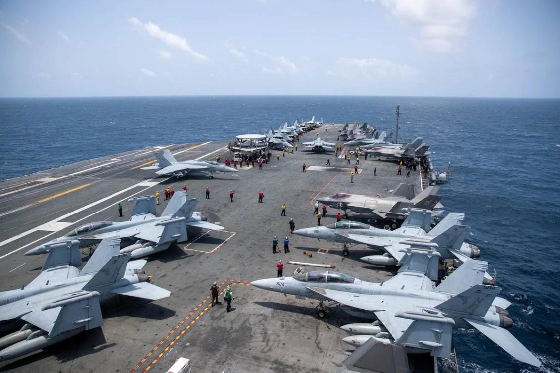 A new US aircraft carrier strike group has arrived in the Middle East, the US military announced Thursday. (CENTCOM)