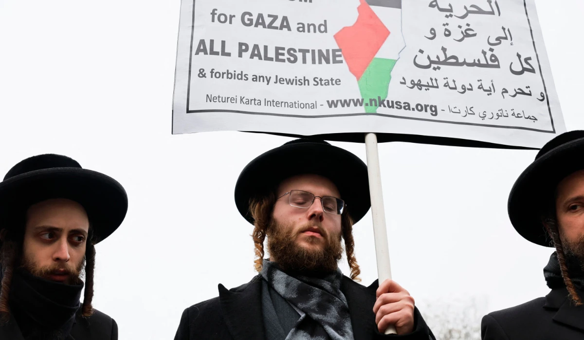 People gather for a rally calling on Israel to stop its Rafah invasion in Gaza at Union Square on February 12, 2024 in New York City. (AFP)