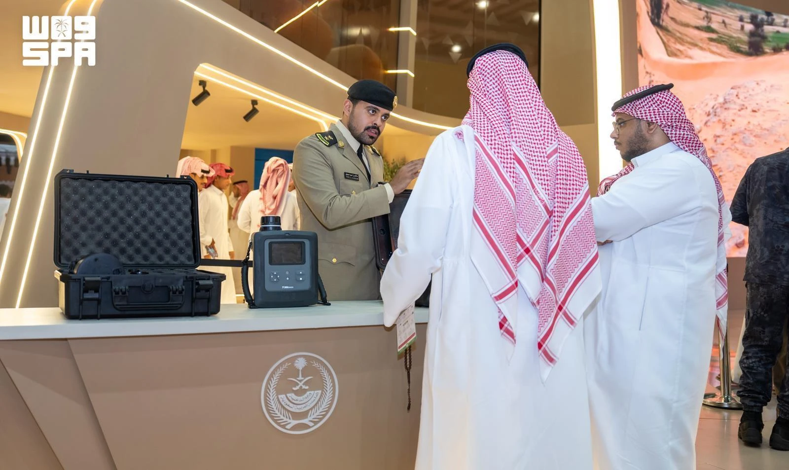 The Ministry of Interior’s pavilion features participation from several security forces and agencies, showcasing their latest technologies, equipment, field capabilities and services.