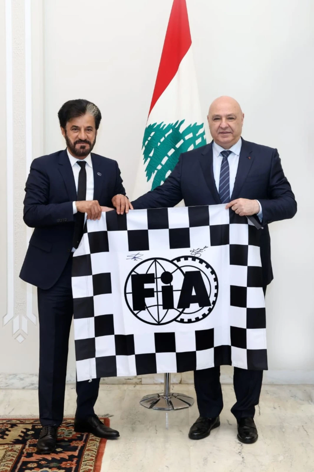 FIA President Mohammed Ben Sulayem met Lebanese President Joseph Aoun on Monday to discuss the future of motor sport in the region, including the role of the Rally of Lebanon in the FIA Middle East Rally Championship. (Supplied)