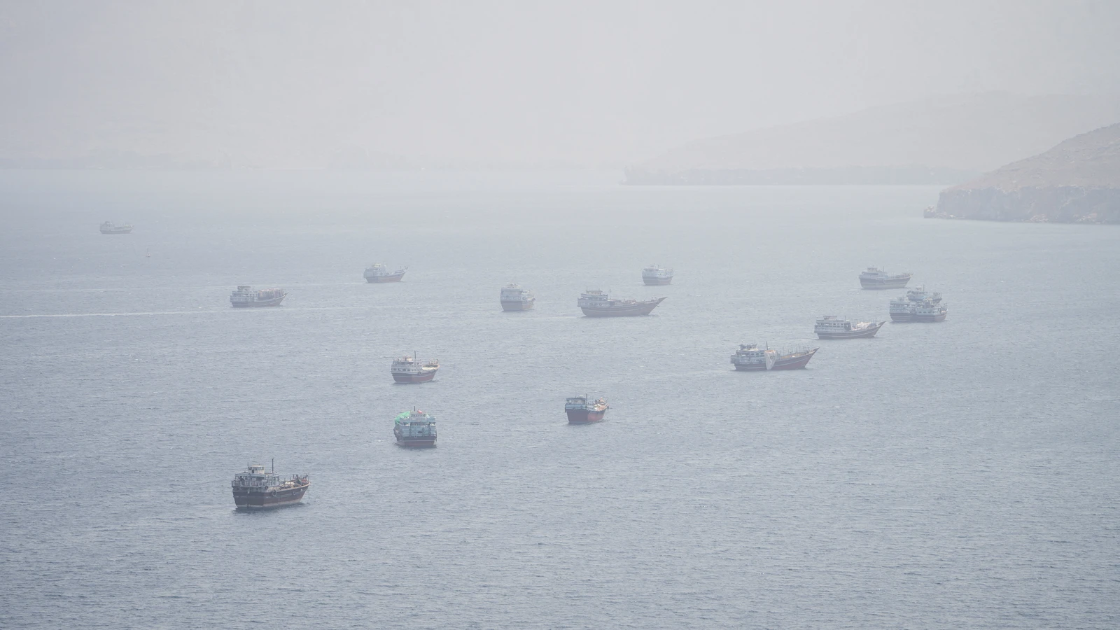 Vessels near the Strait of Hormuz, as seen from Musandam, Oman, September 2, 2026. (Reuters)
