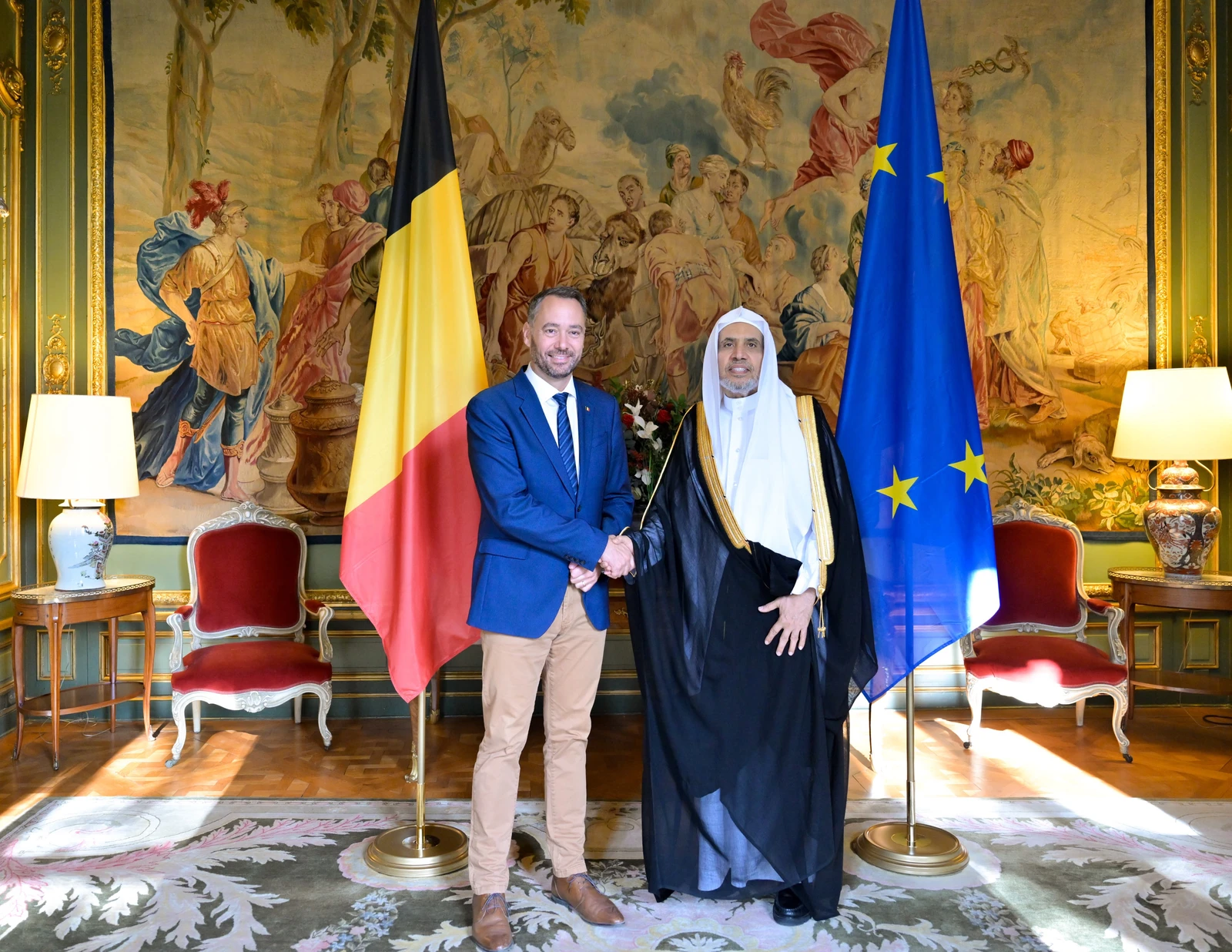 Al-Issa met with Belgian Foreign Minister Maxime Prévot ahead of the dialogue.
