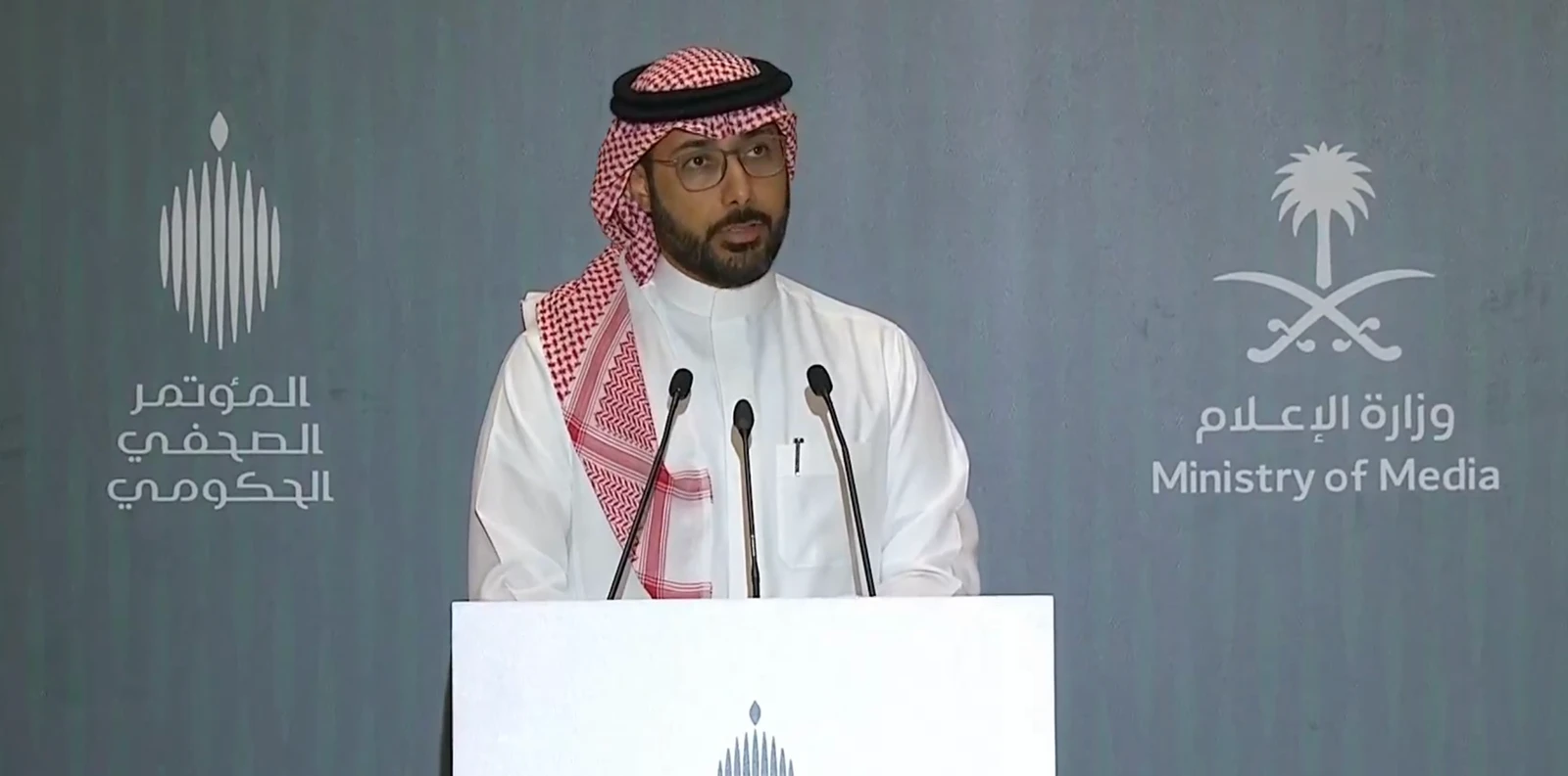 Ibrahim Al-Sultan, chief executive of the Royal Commission for Riyadh City, speaks during a government press conference on Oct. 12, 2026.
