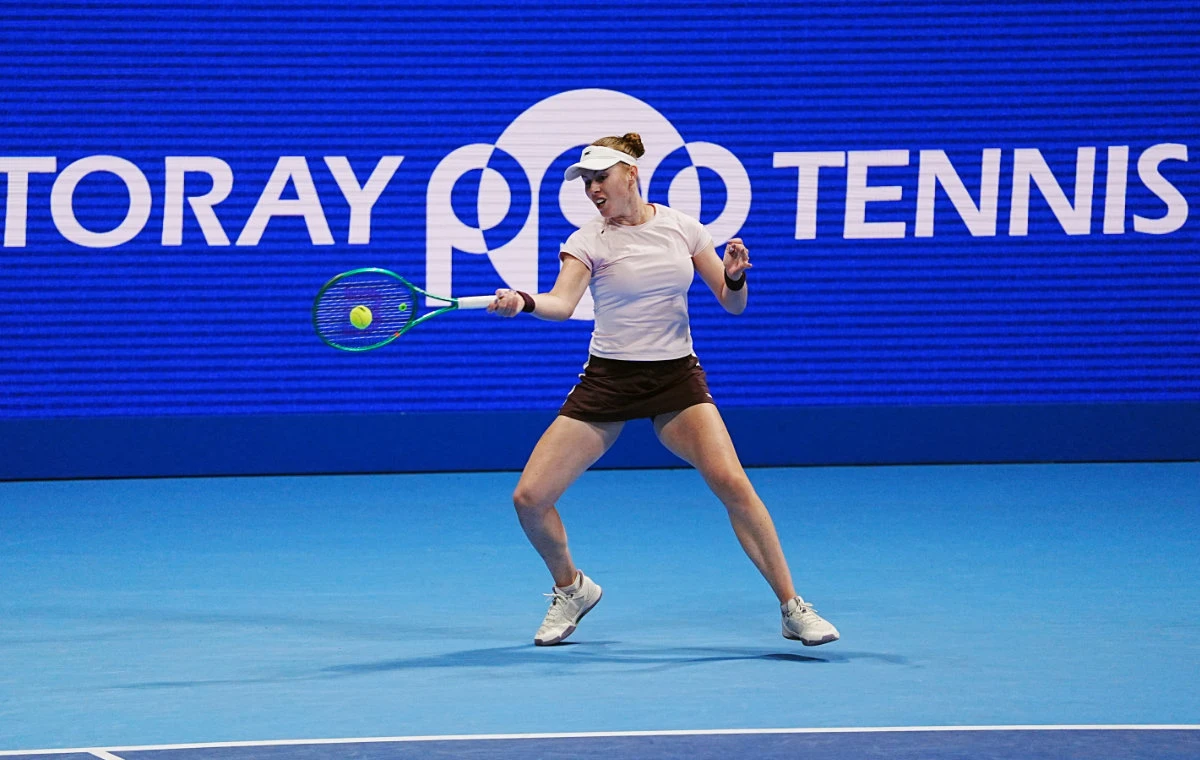 Australia's Talia Gibson in action during her round of 16 match against Philippines' Alexandra Eala. (REUTERS)