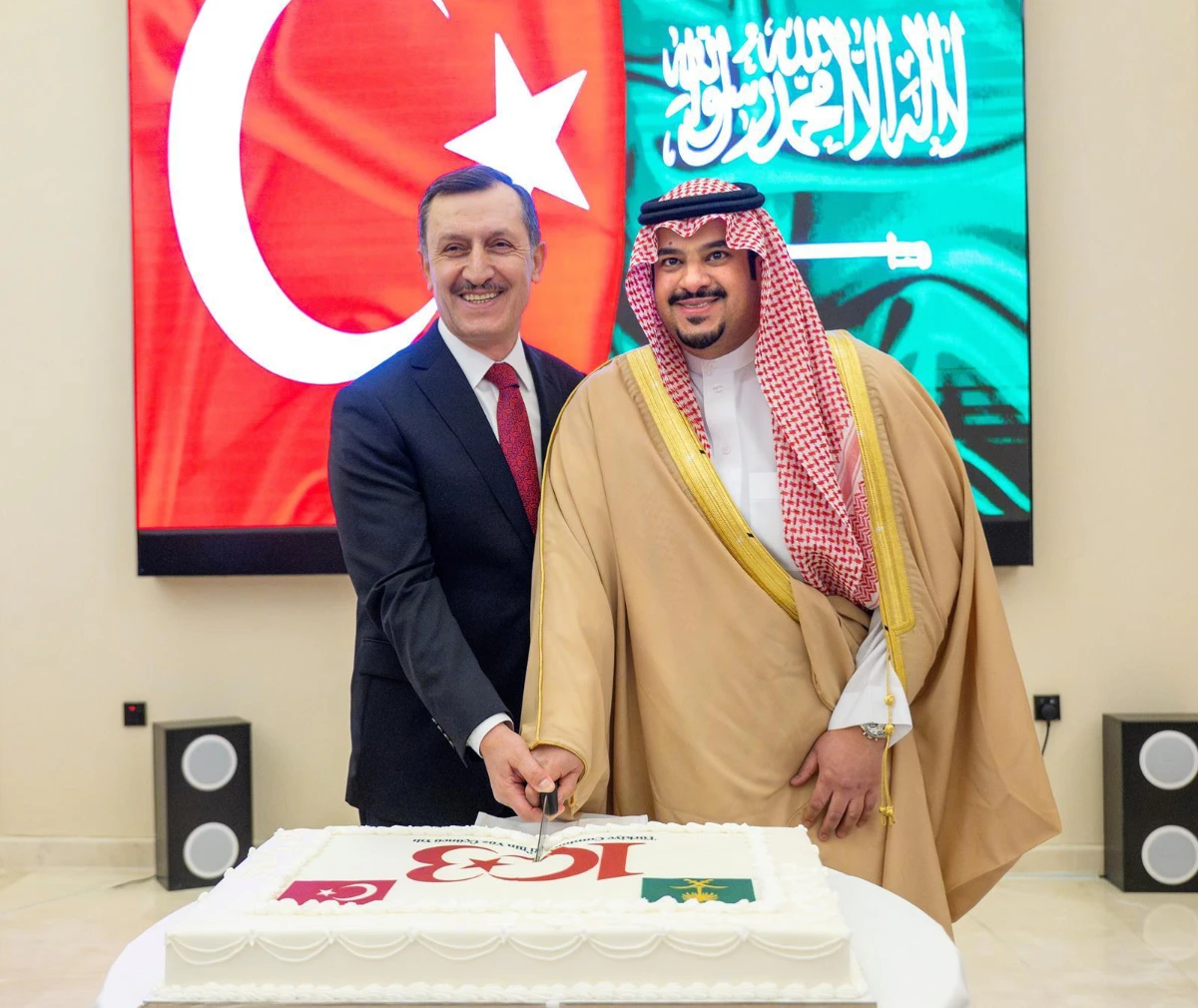 Prince Mohammed bin Abdulrahman bin Abdulaziz attends Turkish National Day reception in Riyadh. (SPA)