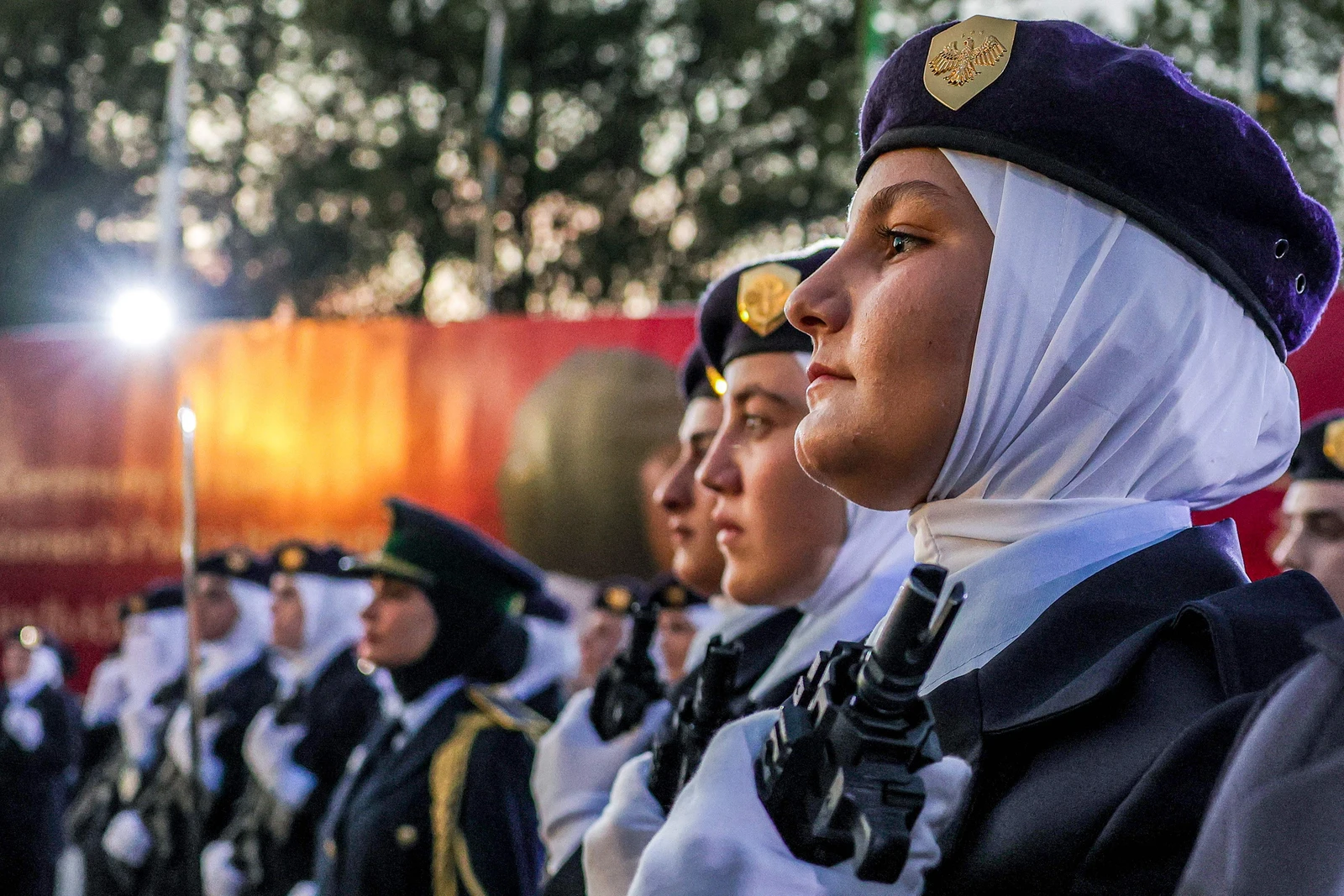 New female cadets from the new women's police academy perform stunts during the first cohort graduation ceremony after completing a six-month training program, in al-Tall on the northern outskirts of Damascus. (AFP)