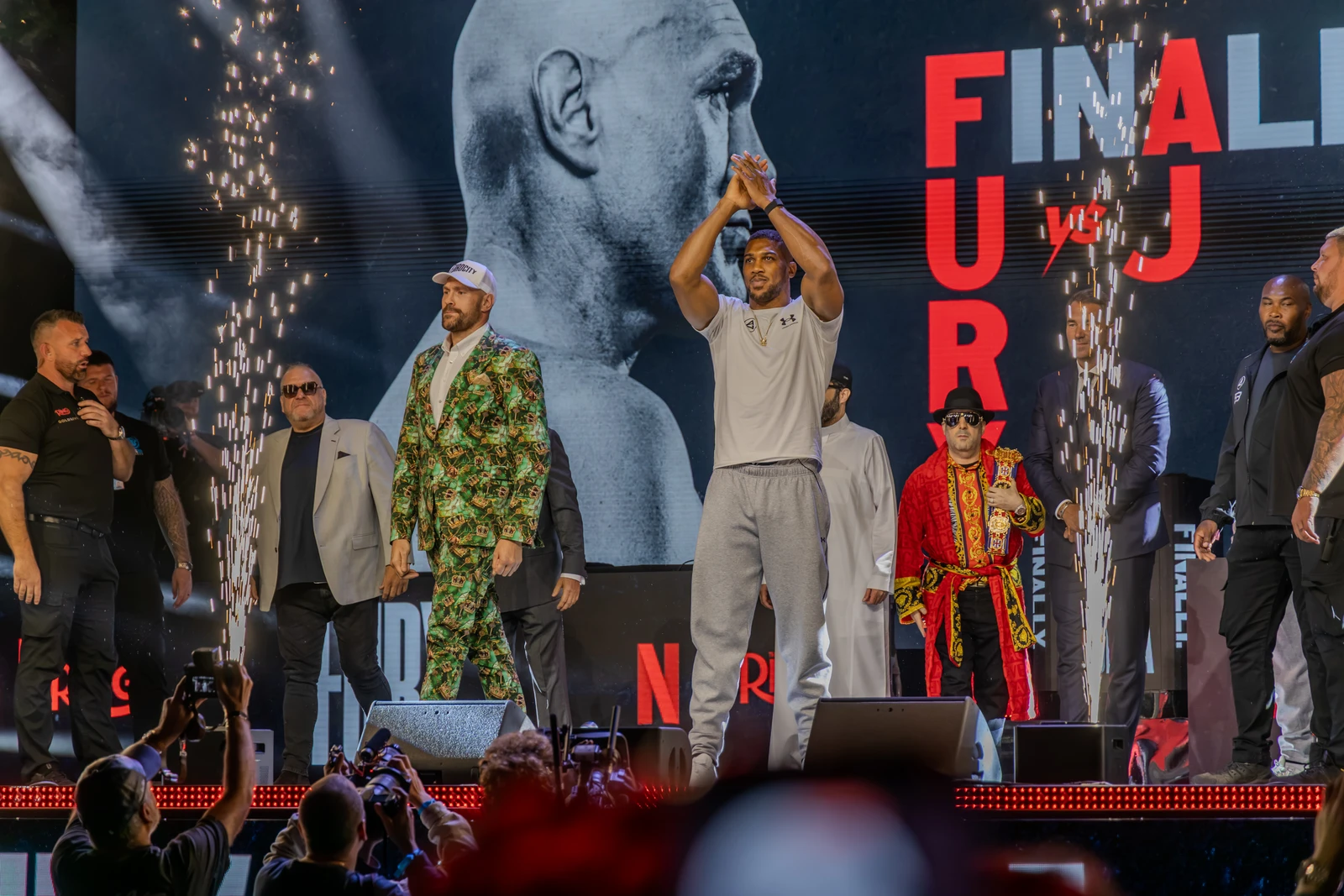 Tyson Fury and Anthony Joshua finally came face-to-face in London on Wednesday as the build-up began for their long-awaited heavyweight fight on Dec. 11 in Cardiff. (AN Photo/Bahar Hussain)