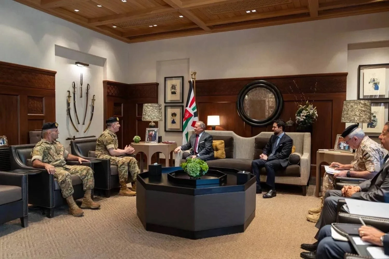  Jordan’s King Abdullah II receives Lebanese Army commander Gen. Rodolphe Haykal in Amman on Aug. 30, 2026. 