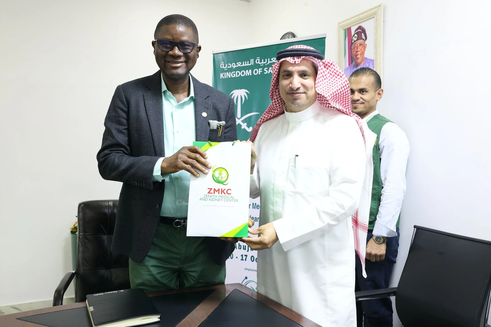 Saudi Ambassador to Nigeria Yousef bin Mohammed Al-Balawi visits the Al-Balsam medical team at Zenith Hospital in Abuja.