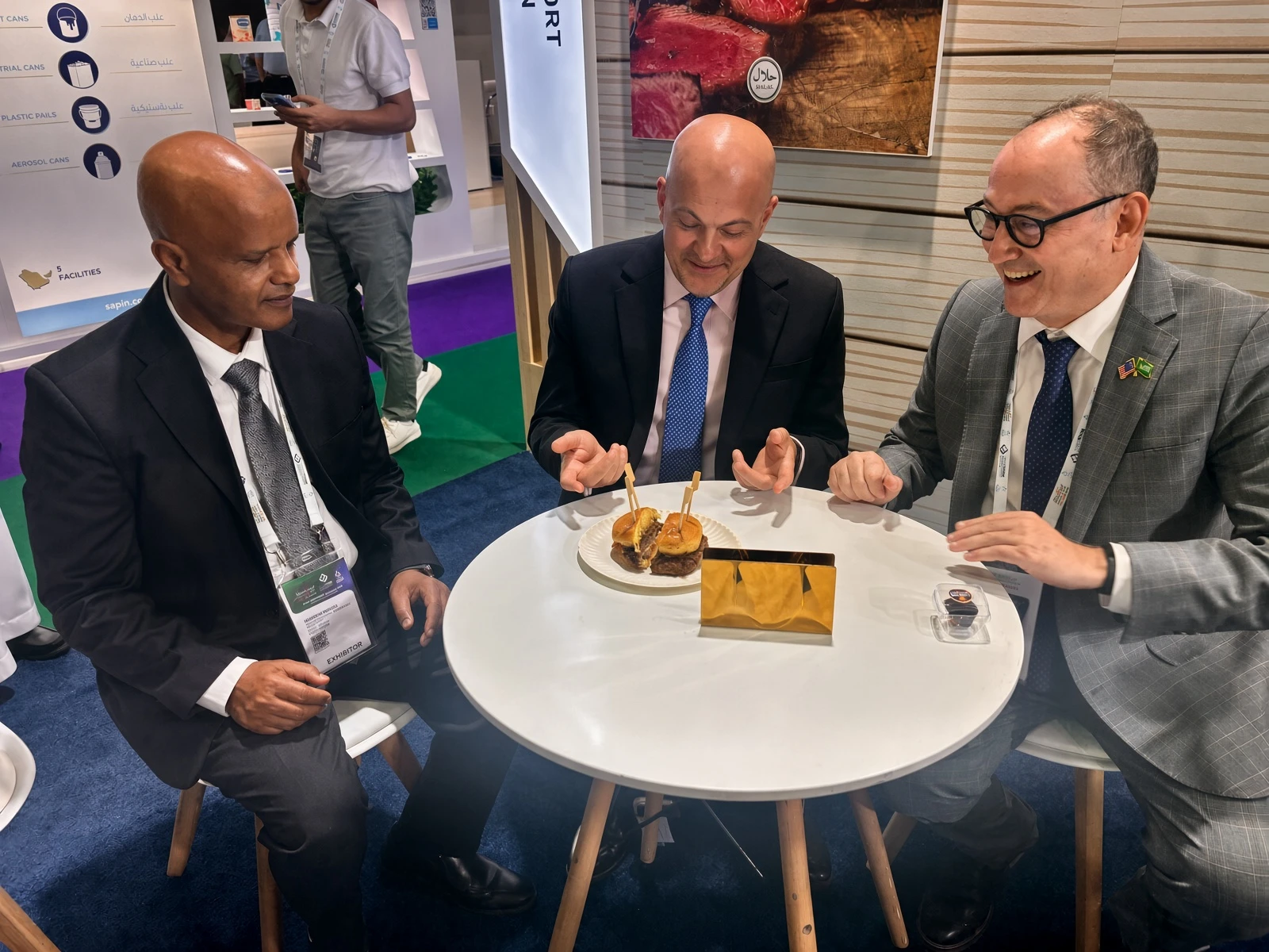 US Consul General in Jeddah Rafik Mansour visits the US pavilion at the Saudi Food Show.