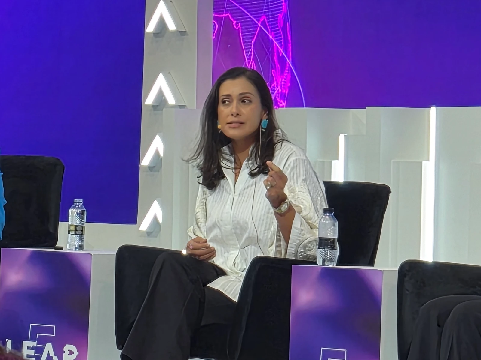 Speakers discuss cross-border collaboration, AI accessibility and strategies for advancing digital inclusion during the “Bridging Global Gaps in Digital Inclusion: Government and Cross-Nation Strategies” session at LEAP Saudi Arabia 2026 in Riyadh. (AN Rahaf Jambi)