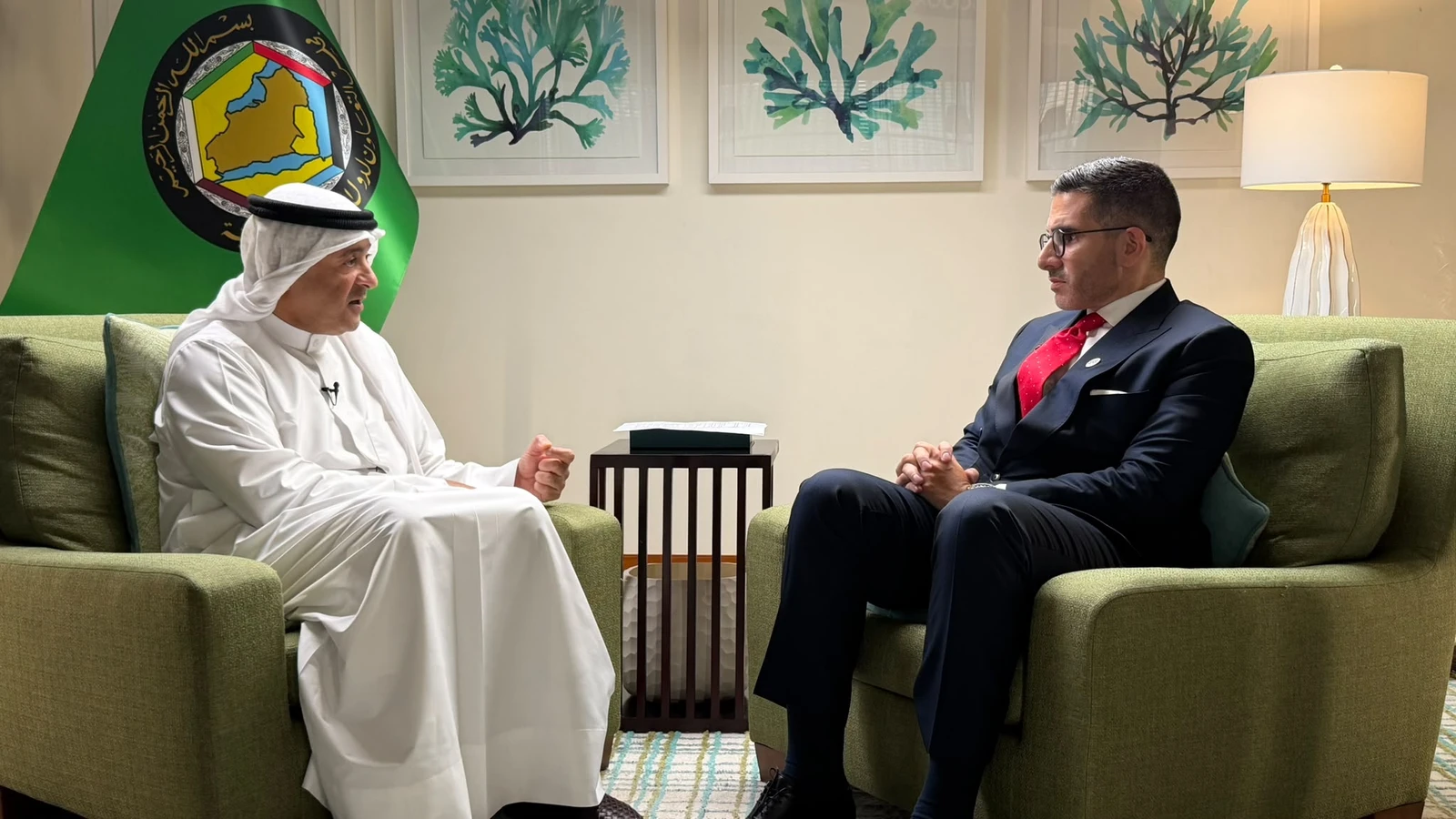 Al-Budwaiwi spoke with Arab News Editor-in-Chief Faisal J. Abbas in Manama for the second episode of “Arab Views.” (AN photo)
