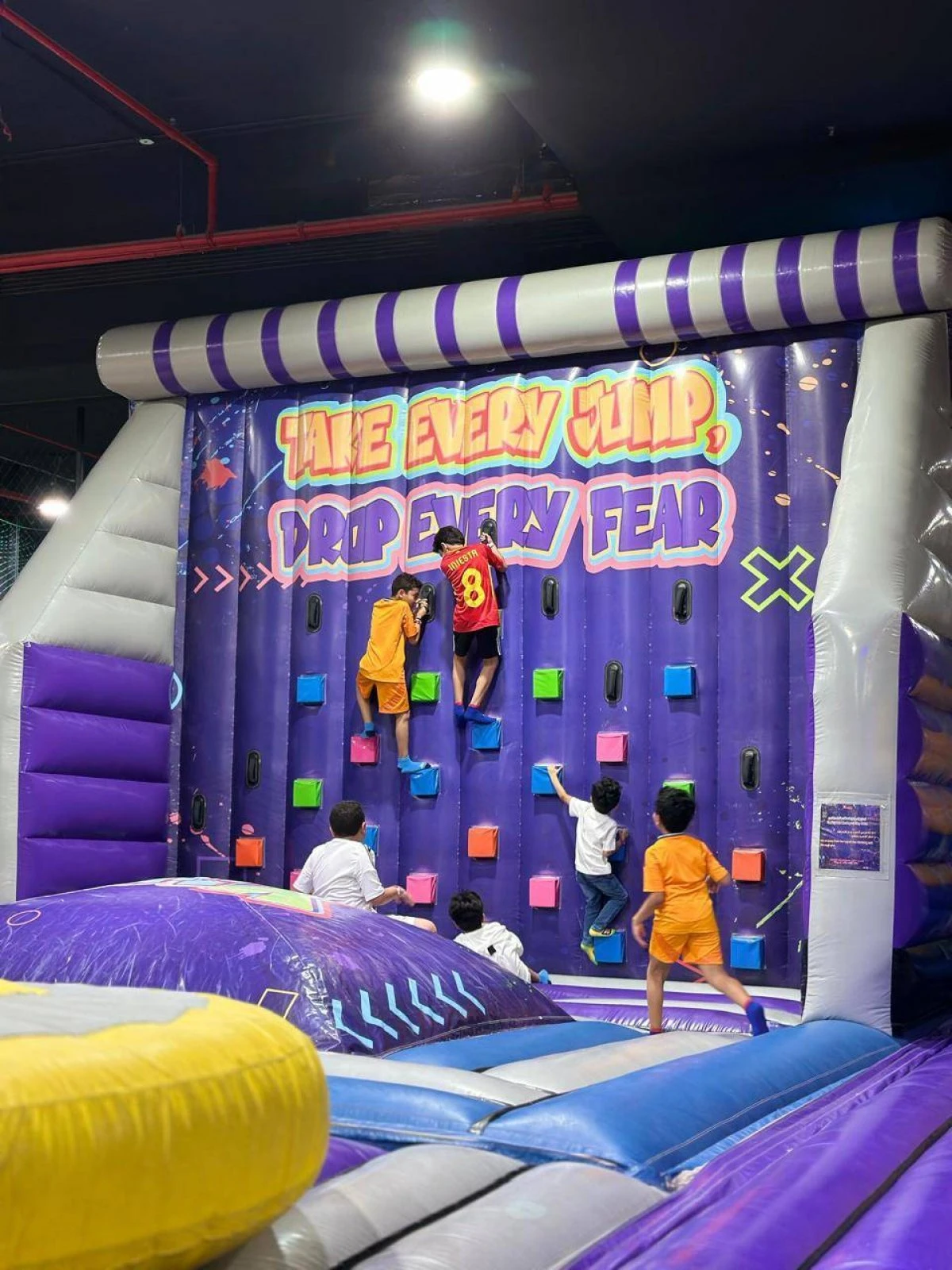 Climbing, jumping, balancing and sliding through the obstacles is difficult and requires more coordination, and this section can be more physically demanding. (Supplied)