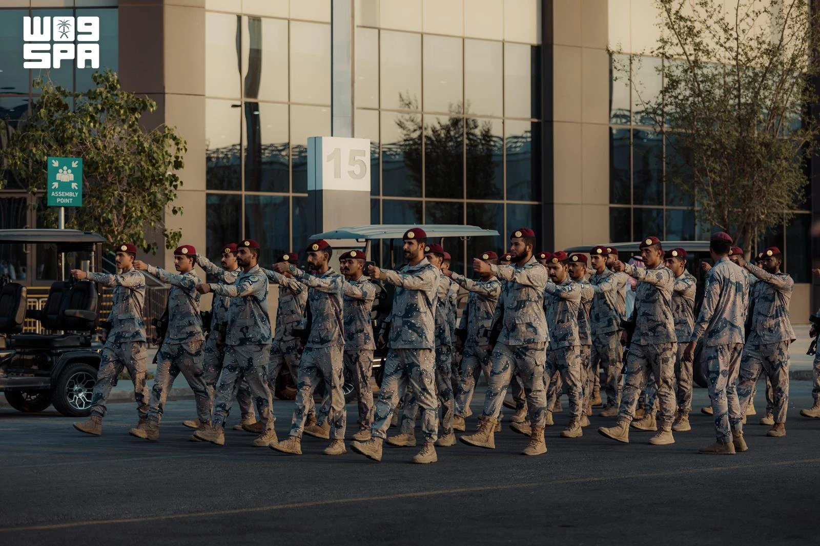 The infantry parade is part of the military demonstrations presented by the Ministry of Interior during this year’s exhibition, highlighting the skills and discipline of its military teams.