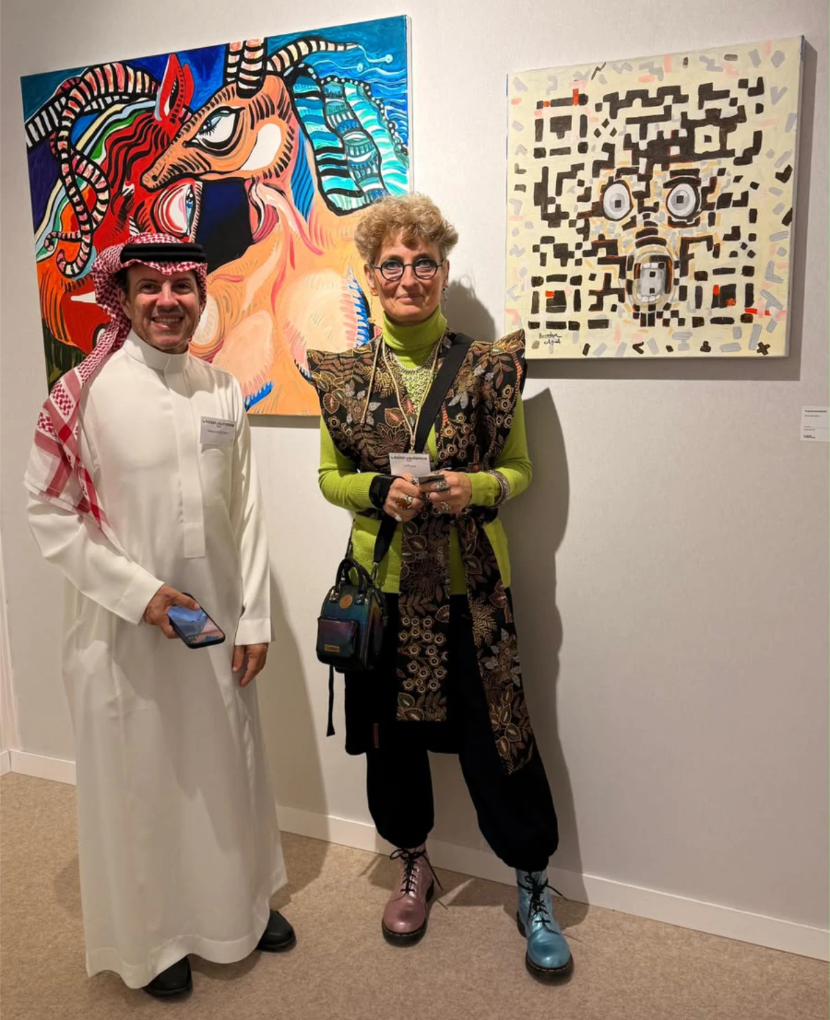 Fahad Salem Basodan presents his artwork at Paris’s historic Salon d’Automne. (Supplied)