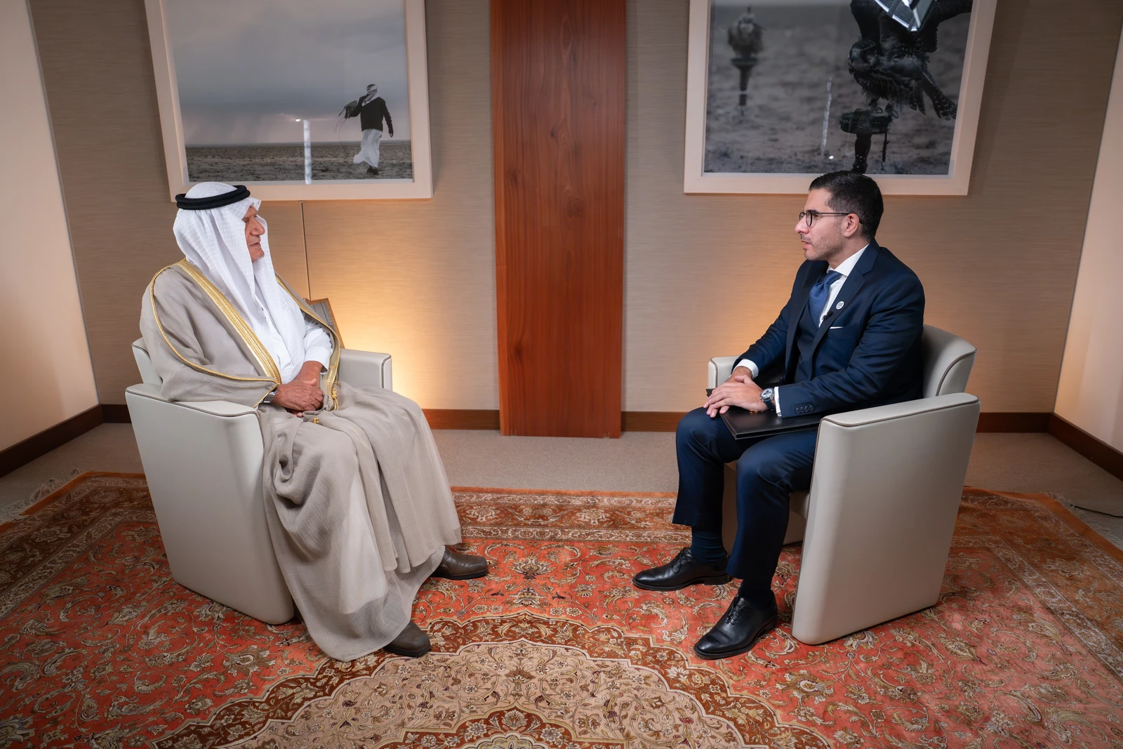 Prince Turki Al-Faisal speaks with Arab News Editor-in-Chief Faisal J. Abbas during the inaugural episode of “Arab Views.” AN photo