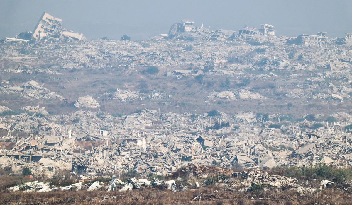 A view of destroyed buildings in the Gaza Strip from the Israeli side of the Israel-Gaza border, August 25, 2026. (REUTERS)