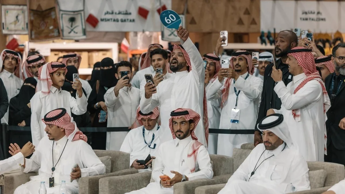 Mongolian saker falcons are displayed at the International Saudi Falcons and Hunting Exhibition in Riyadh, where one bird sold for a record SR1.4 million. (SPA)