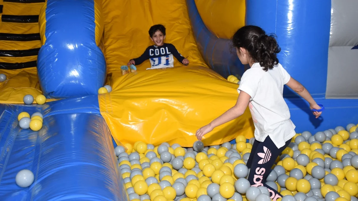 The slam dunk area adds another challenge, while the airbag offers a softer landing after a jump. (Supplied)