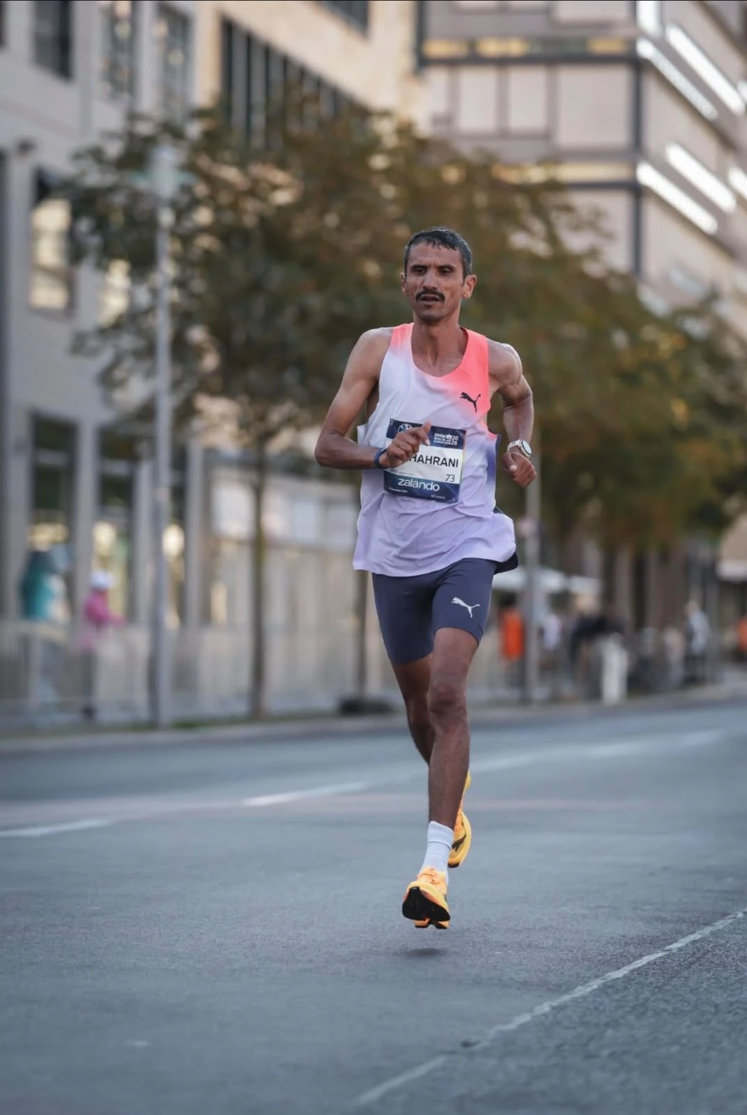 Al-Shahrani, who trained in Kenya for three years, in action at the Berlin Marathon.