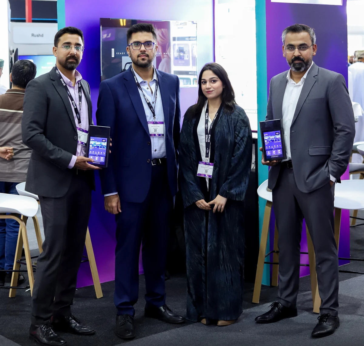SparkleHaze Chief Operating Officer Adil Khalid showcases the WooHoo platform to visitors at the LEAP conference.