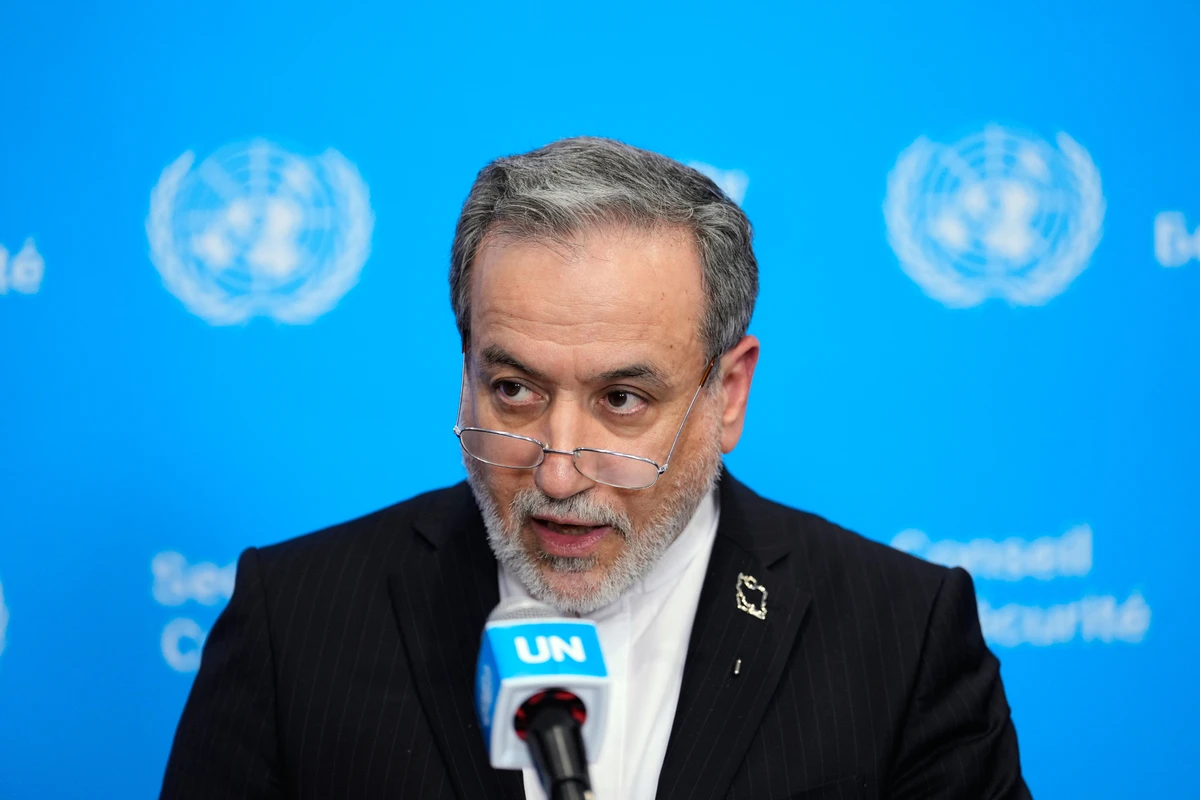 Iran's Foreign Minister Abbas Araghchi speaks to the media during the 81st session of the United Nations General Assembly at United Nations headquarters, Friday, Sept. 25, 2026. (AP)