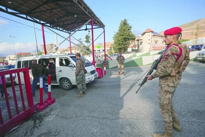 Lebanese soldiers are seen at the Masnaa border crossing with Syria in wake of the collapse of the Syrian regime. (AP file)