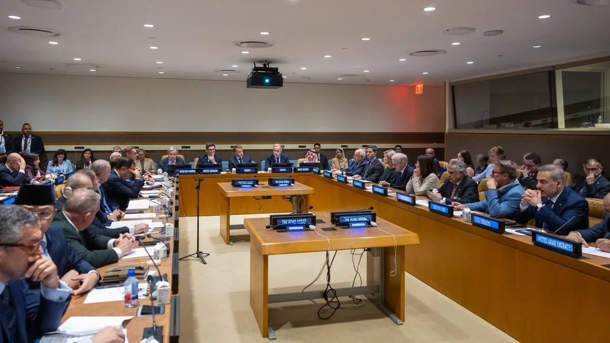 Saudi Foreign Minister Prince Faisal bin Farhan was speaking at a high-level meeting in New York, co-chaired by Saudi Arabia, France, the UK and Canada. (SPA)
