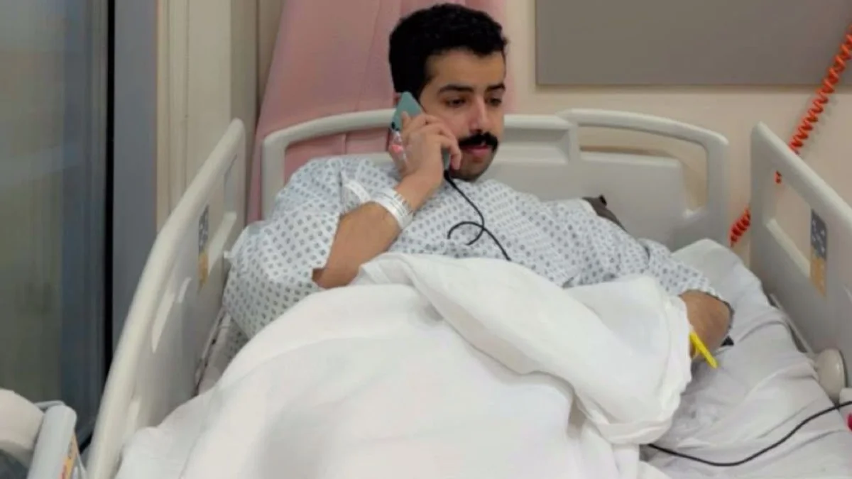 Mohammed Saleh Al-Yami received medical treatment after sustaining injuries while helping passengers during the airport attack. (Supplied)