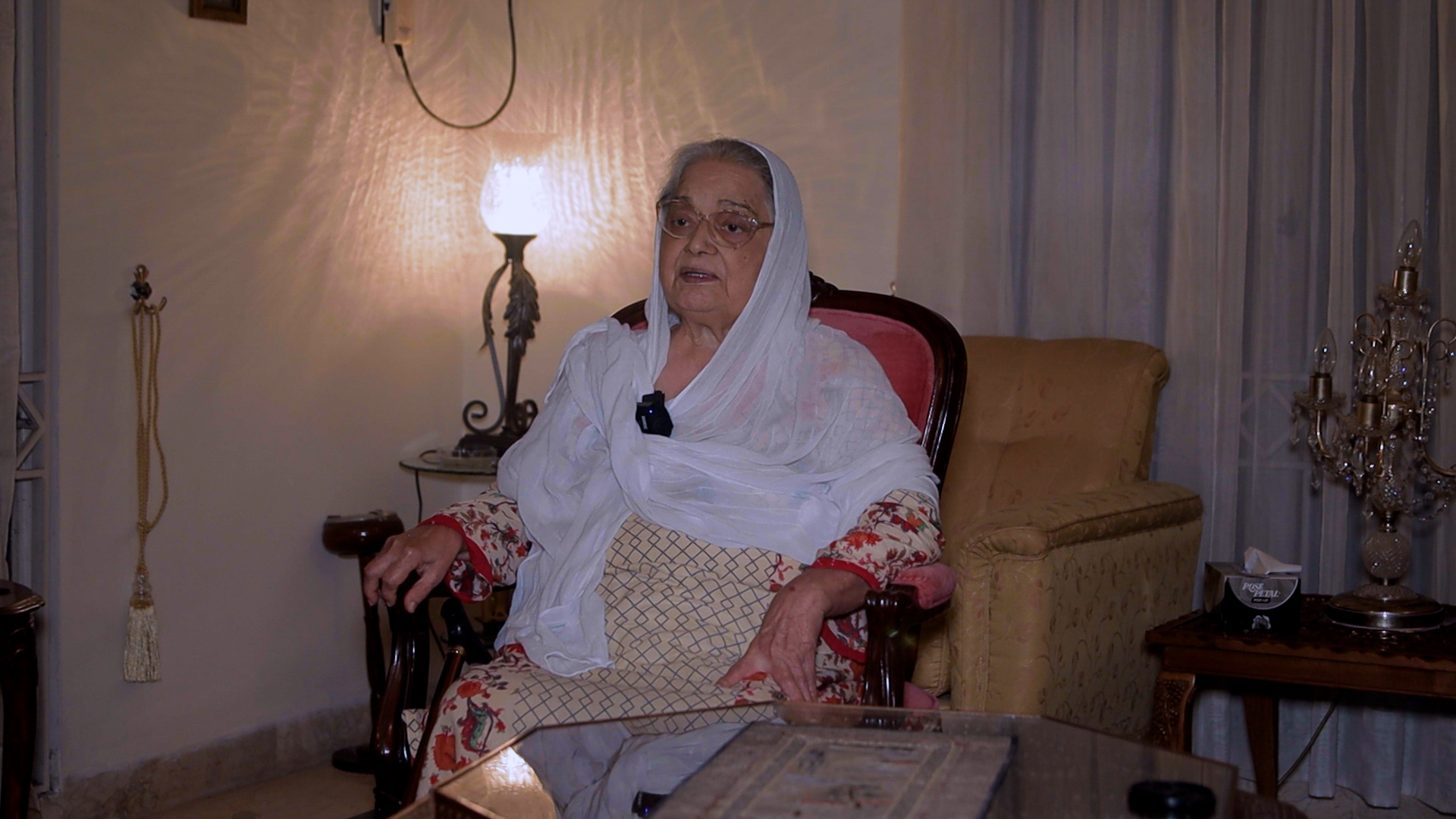 Mrs. Tanwir Haq, a retired English professor, speaks during an interview with Arab News in Islamabad, on September 3, 2026. (AN Photo)