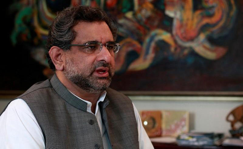 In this file photo, Pakistan’s Shahid Khaqan Abbasi speaks during an interview with Reuters at his office in Islamabad on Nov. 8, 2013. (REUTERS)