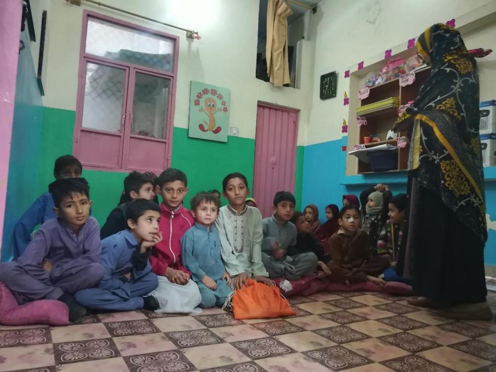 A class of street children underway at SPARC Centre in Peshawar. Photo by Shahid Shalmani. (AN photo)