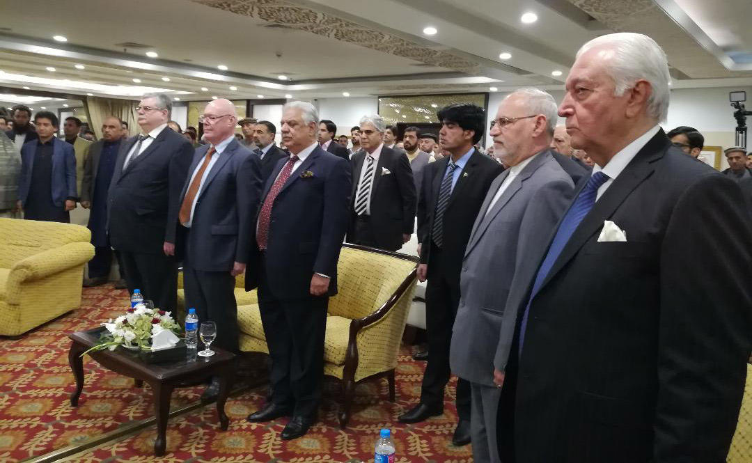 Guests stand in honor of the national anthems of Russia and Pakistan at the inaugural ceremony. (AN photos)