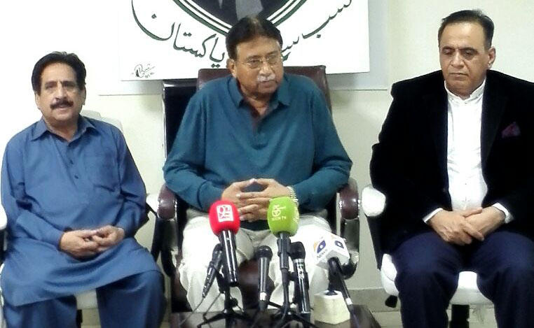 Pakistan’s former army chief and ex-President Pervez Musharraf announced his party’s alliance with Pakistan Sunni Tehreek in Dubai. (Photo courtesy: APML)