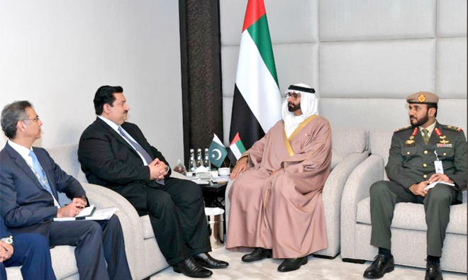 Defense Minister met his counterpart in UAE, discussed enhancing defense cooperation. (Photo courtesy: Minister of Defense/Twitter)